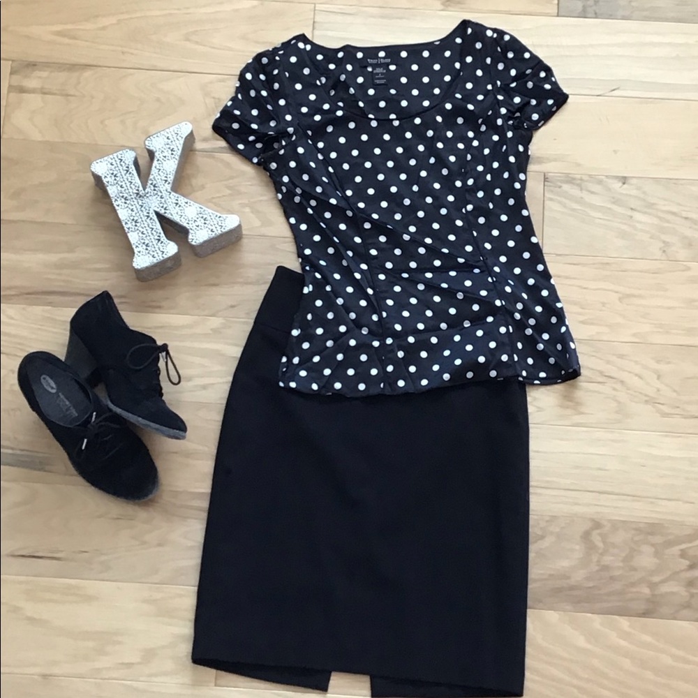 White House Black Market silk polka dot top